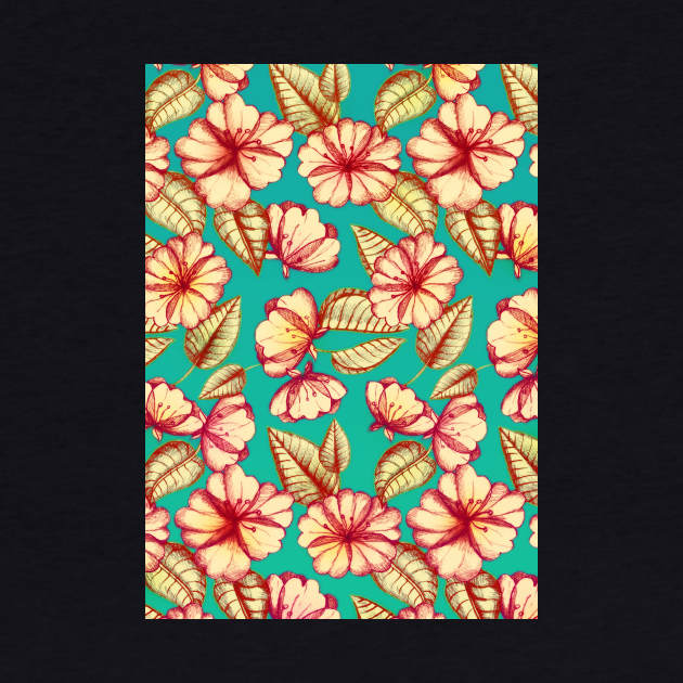 Rust & Teal Floral Pattern by micklyn